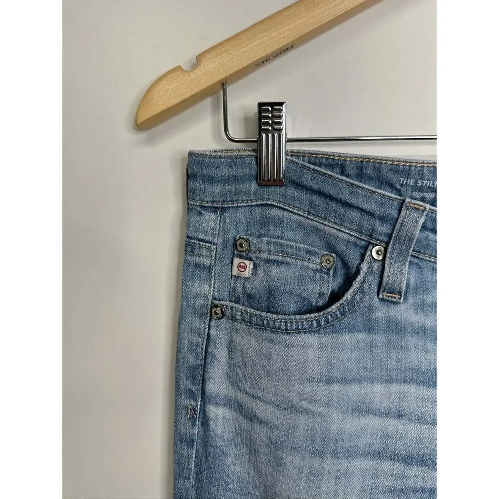 Adriano‎ Goldschmied Cigarette Roll-up Light Wash Distressed Jeans Size 27R